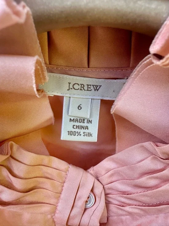 J. Crew 100% Silk Sleeveless Ruffle Front Blouse - Peach Pink, 6 - Picture 5 of 9